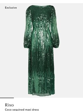 RIXO Emerald Green Sequined Maxi Dress Size Medium. Retaol 620$ Worn 1x